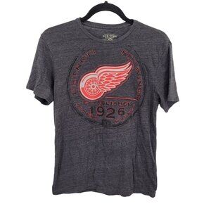 Old time hockey women small gray detroit red wings print short sleeve shirt